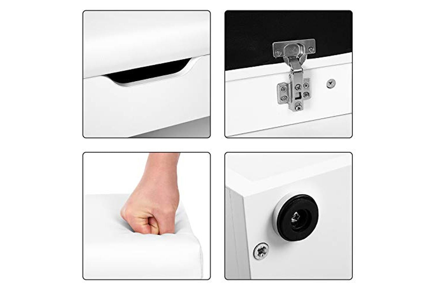 Vasagle LHS20WT Padded Shoe Bench 2 Compartments | White-6