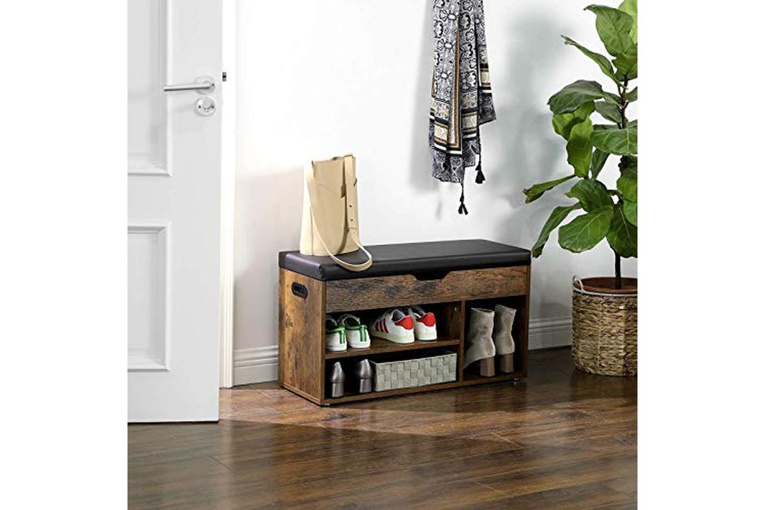 Vasagle LHS30BX Shoe Bench with 3 Compartments-3