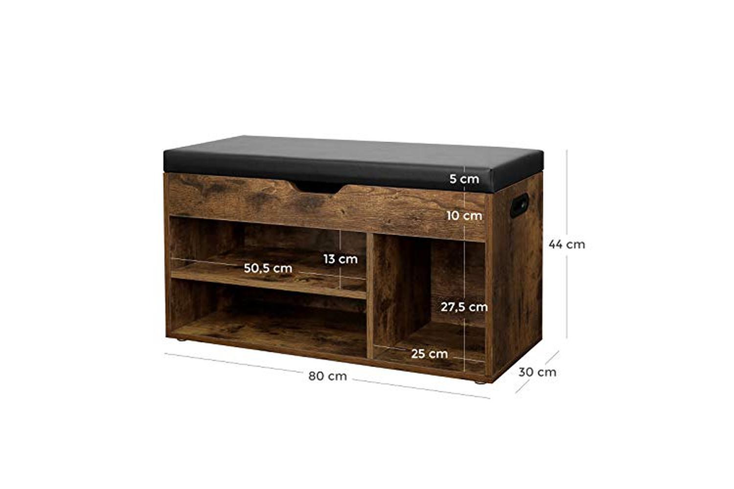 Vasagle LHS30BX Shoe Bench with 3 Compartments-5