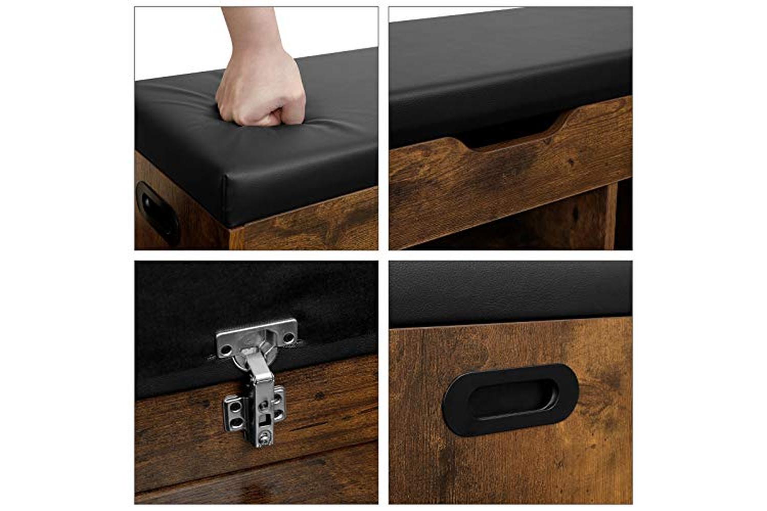 Vasagle LHS30BX Shoe Bench with 3 Compartments-6