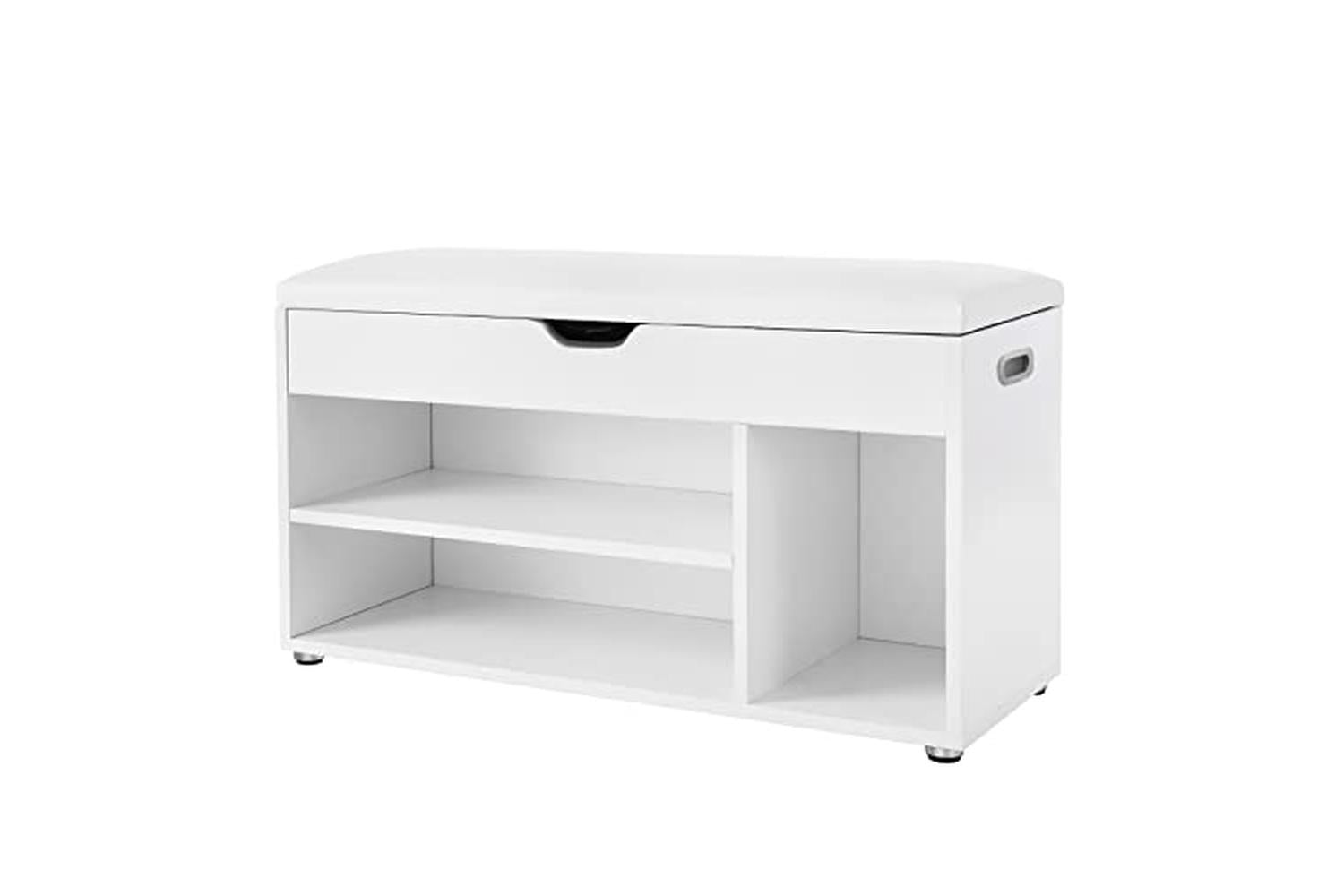 Vasagle LHS30W Padded Shoe Bench 3 Compartments | White