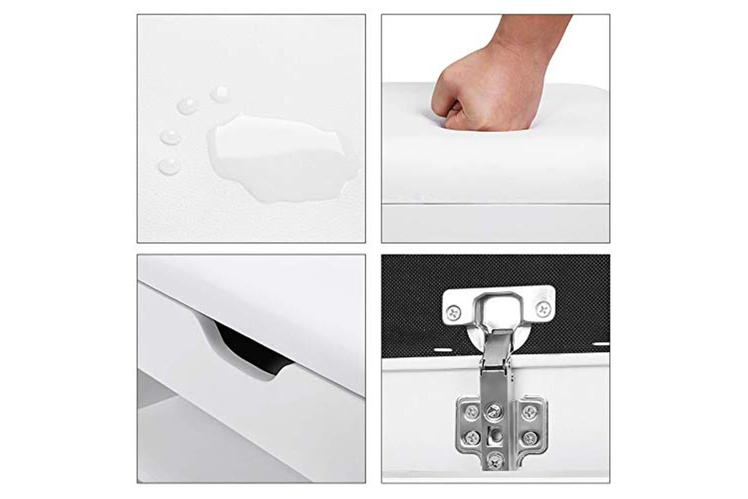 Vasagle LHS30W Padded Shoe Bench 3 Compartments | White-6