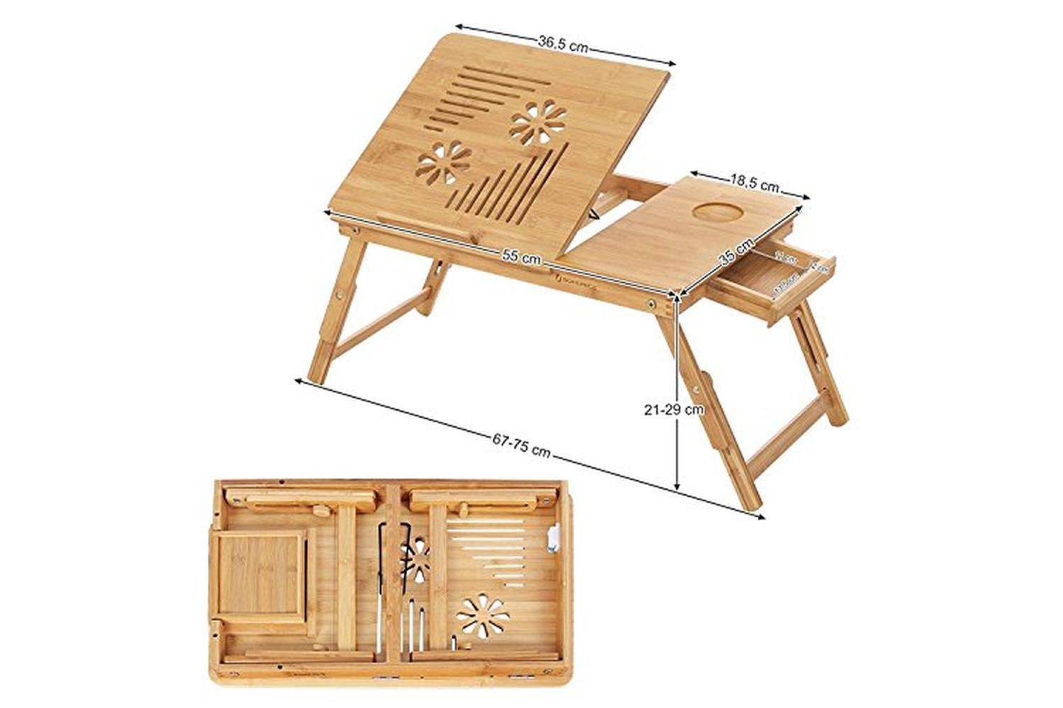 Songmics LLD002 Adjustable Bamboo Laptop Table-6