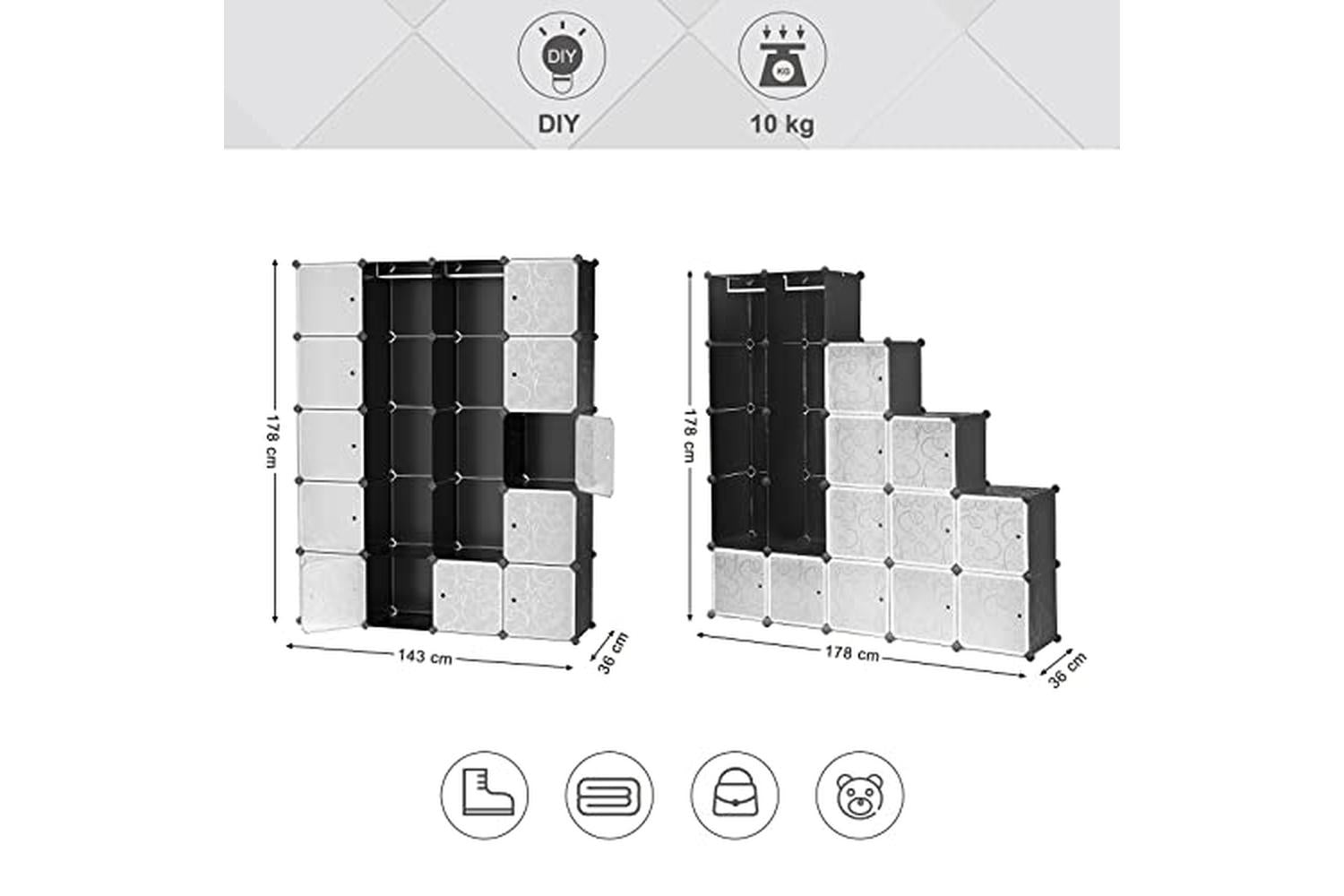 Songmics LPC30H Shelving Unit for Clothes | Black-6