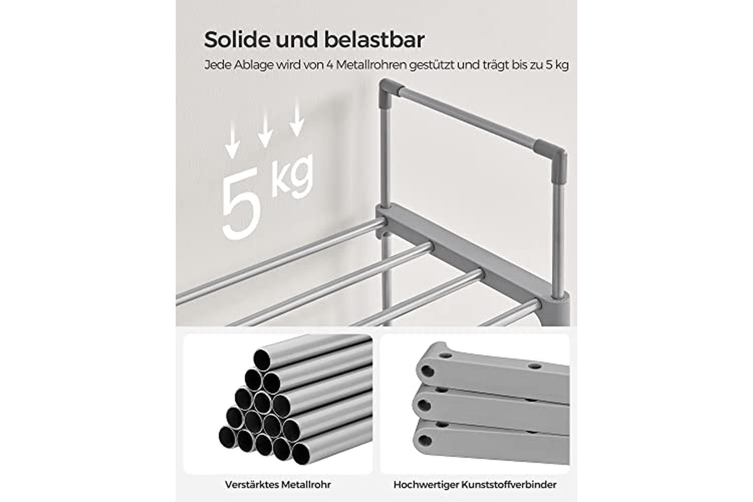 Songmics LSA025G02 Large 10-Tier Shoe Rack | Grey-5