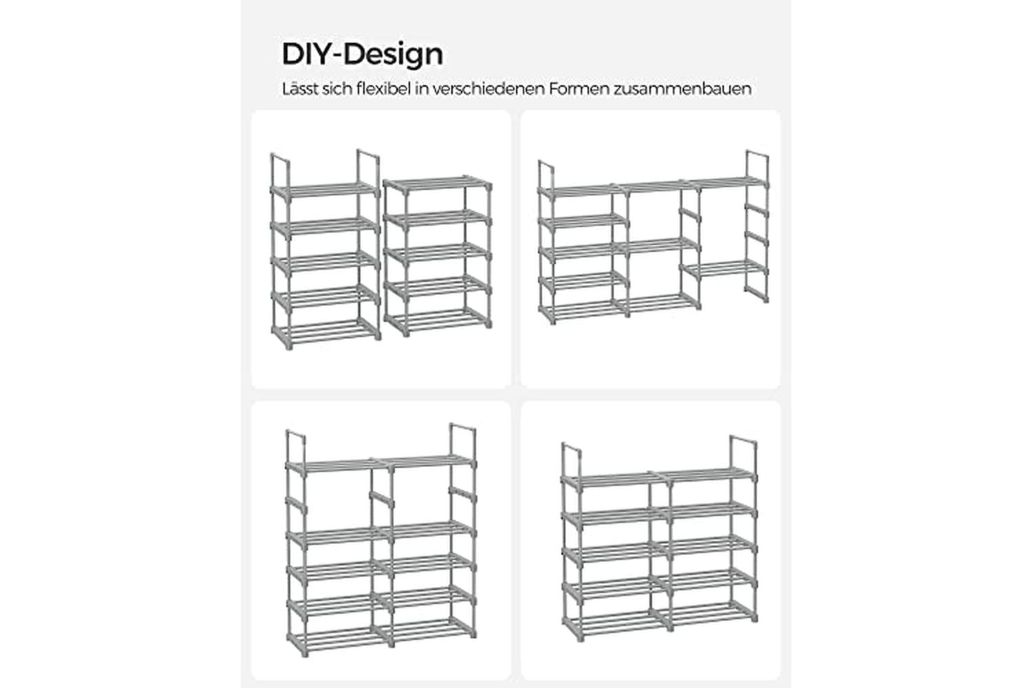 Songmics LSA025G02 Large 10-Tier Shoe Rack | Grey-7