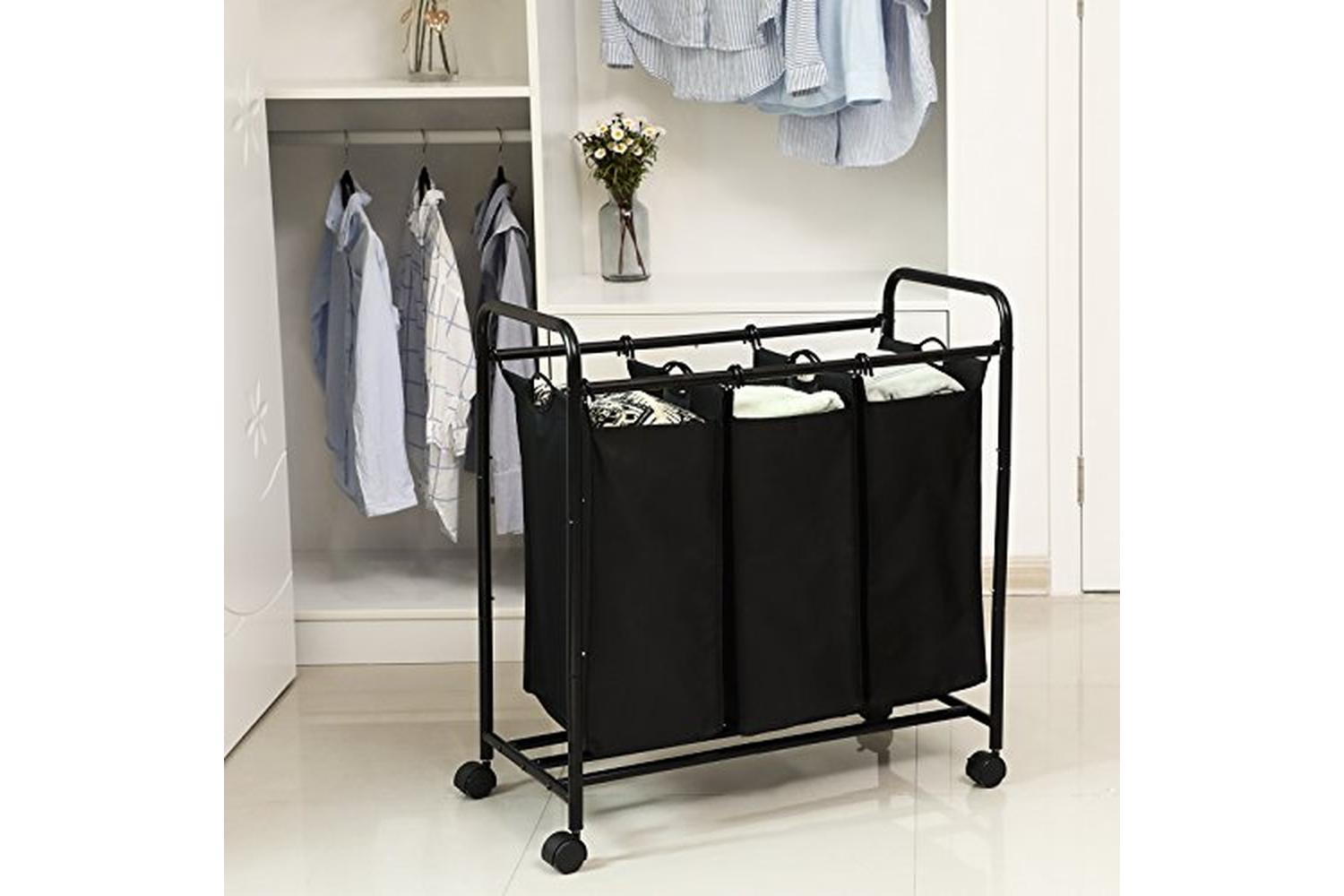 Songmics LSF003B Laundry Hamper 3 x 44 L | Black-2