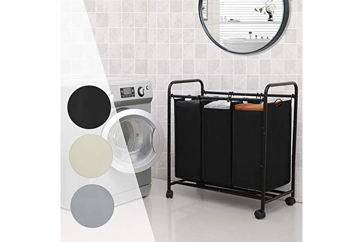Songmics LSF003B Laundry Hamper 3 x 44 L | Black-3