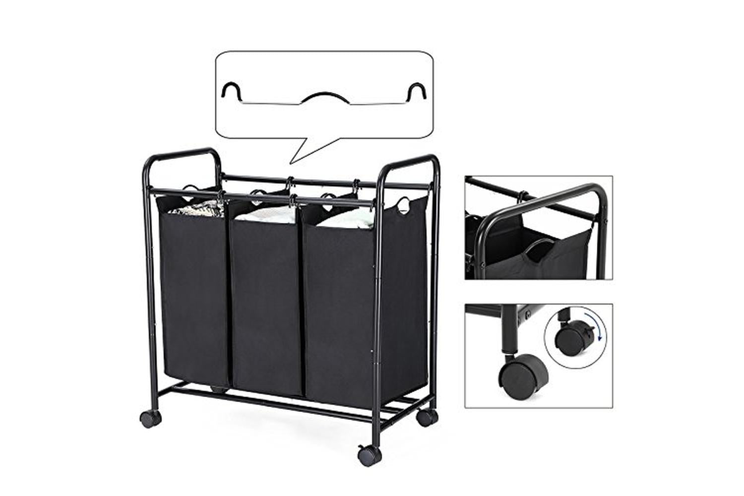 Songmics LSF003B Laundry Hamper 3 x 44 L | Black-6