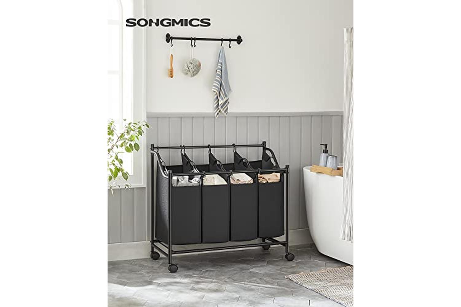 Songmics LSF005 Laundry Sorter 4 Compartments | Black-2