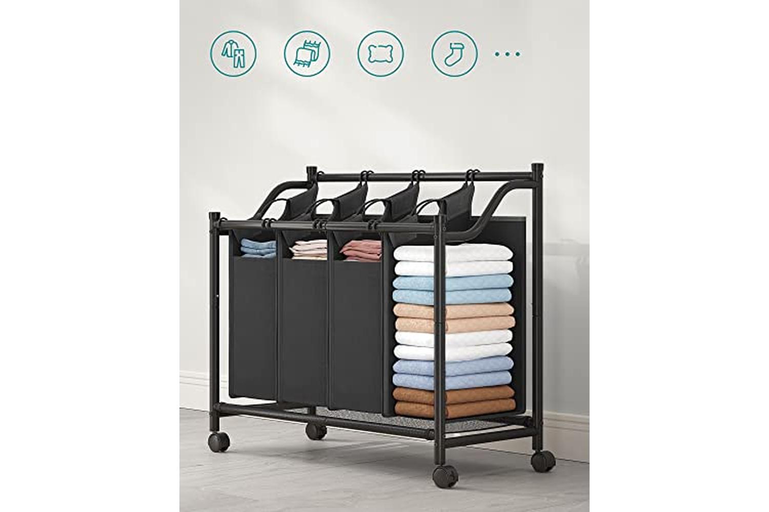 Songmics LSF005 Laundry Sorter 4 Compartments | Black-3
