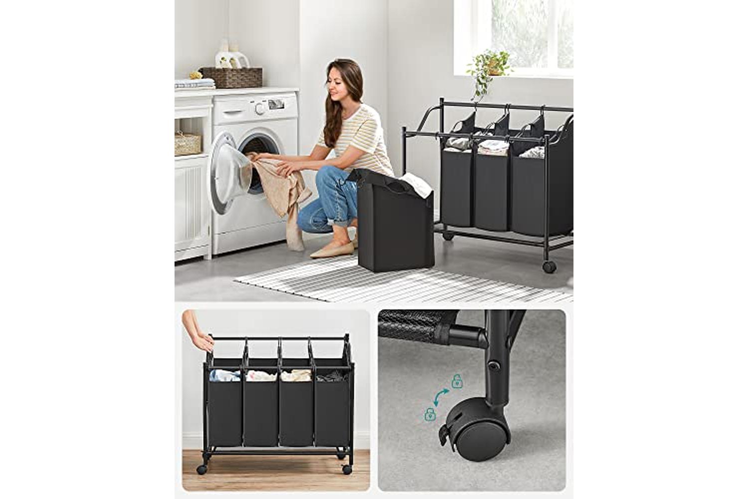 Songmics LSF005 Laundry Sorter 4 Compartments | Black-5