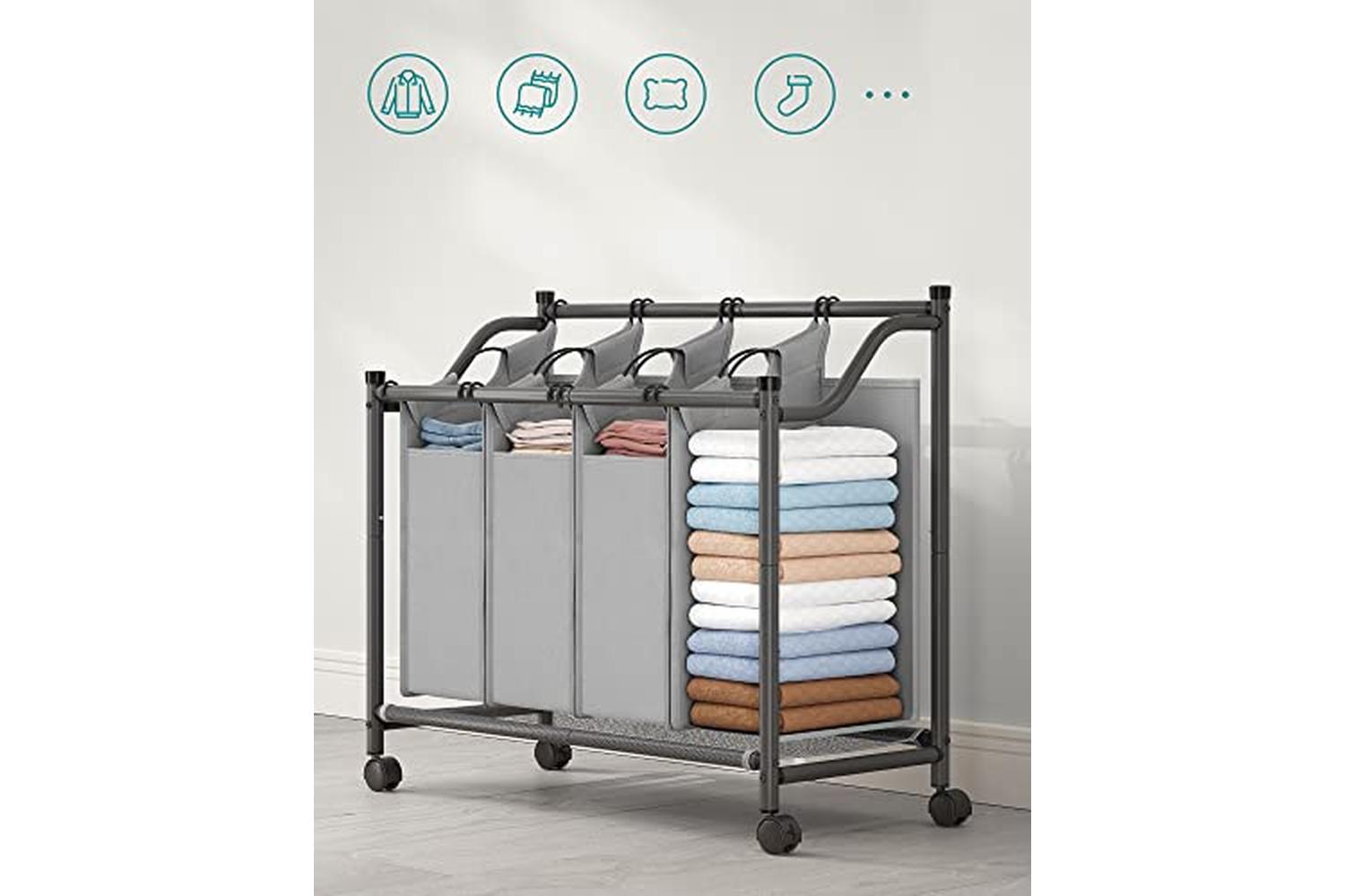 Songmics LSF005GS Laundry Hamper 4 x 35 L | Grey-3