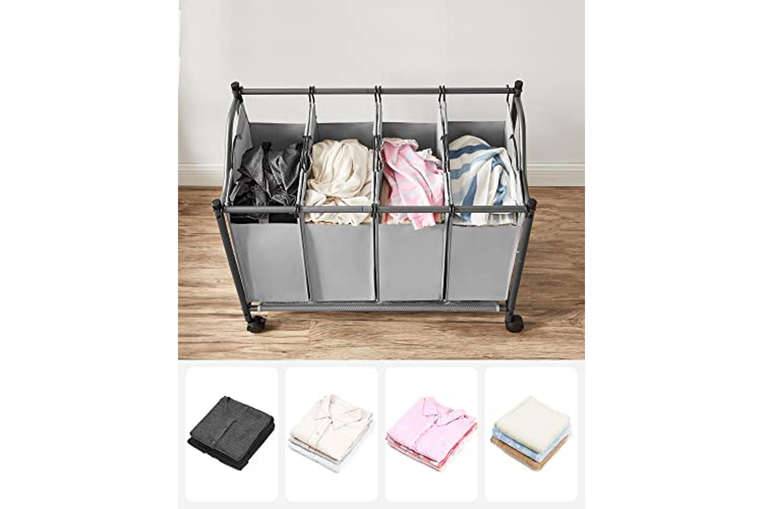Songmics LSF005GS Laundry Hamper 4 x 35 L | Grey-4