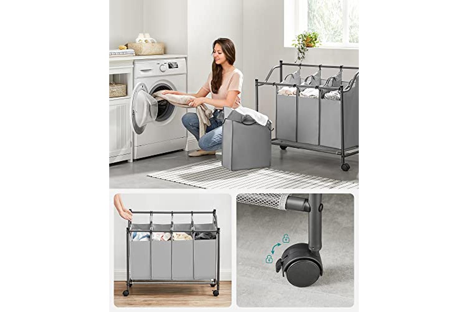 Songmics LSF005GS Laundry Hamper 4 x 35 L | Grey-5