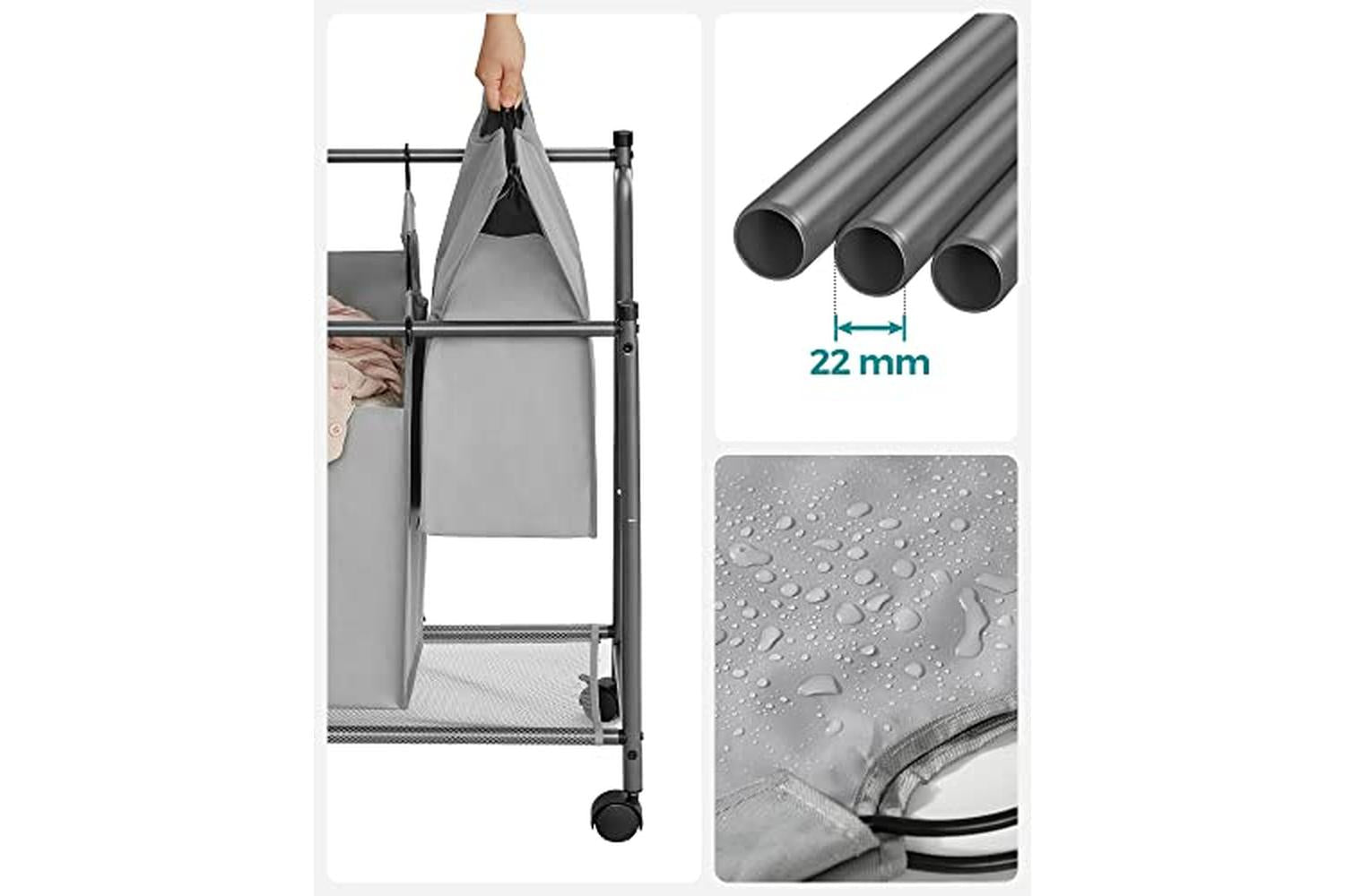 Songmics LSF005GS Laundry Hamper 4 x 35 L | Grey-7