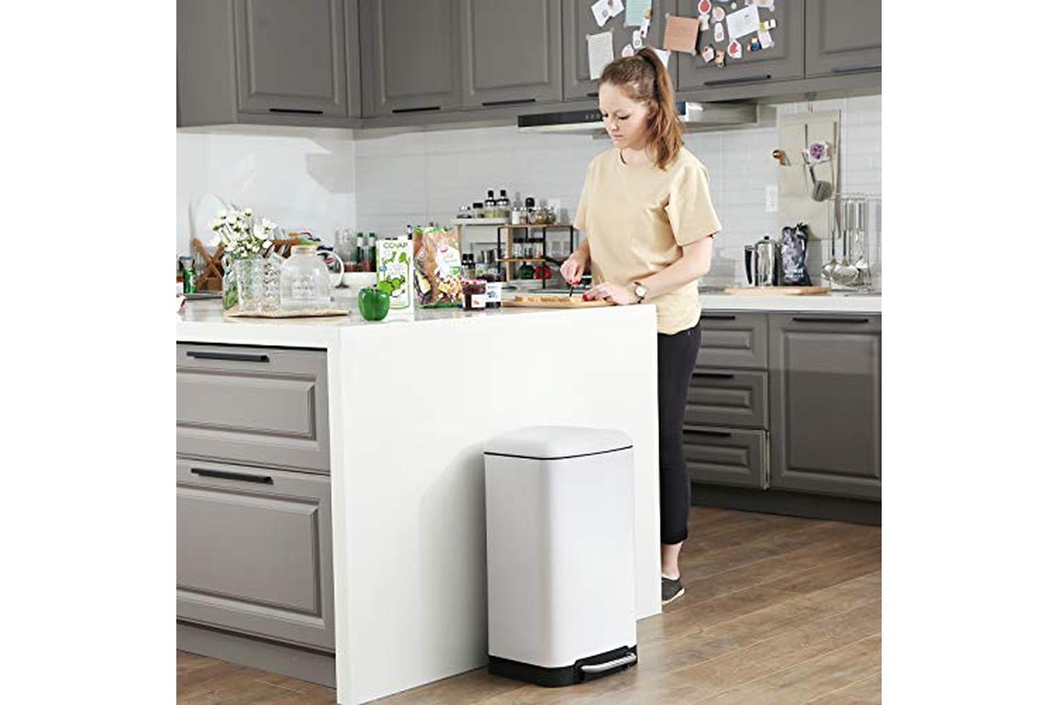 Songmics LTB01W Rubbish Bin 30 L | White-3