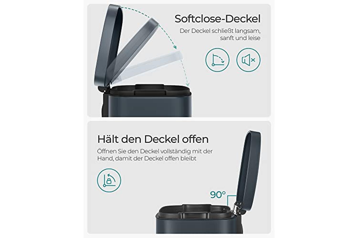 Songmics LTB03GS 30 L Rubbish Bin | Smoke Grey-3