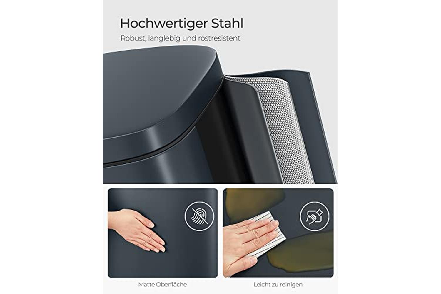 Songmics LTB03GS 30 L Rubbish Bin | Smoke Grey-4