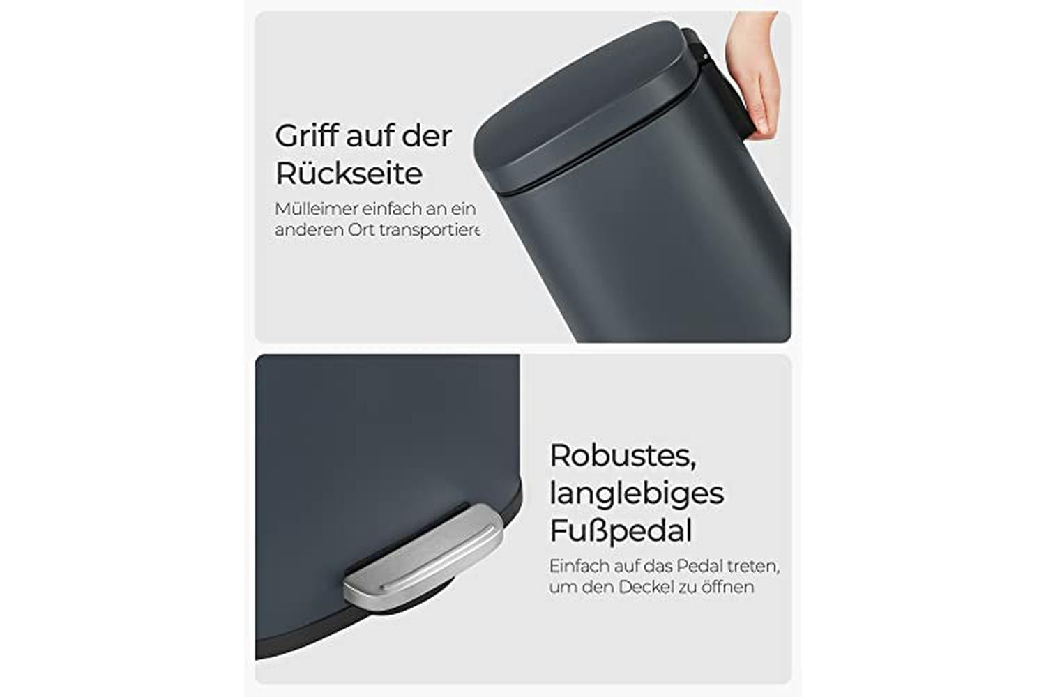 Songmics LTB03GS 30 L Rubbish Bin | Smoke Grey-7