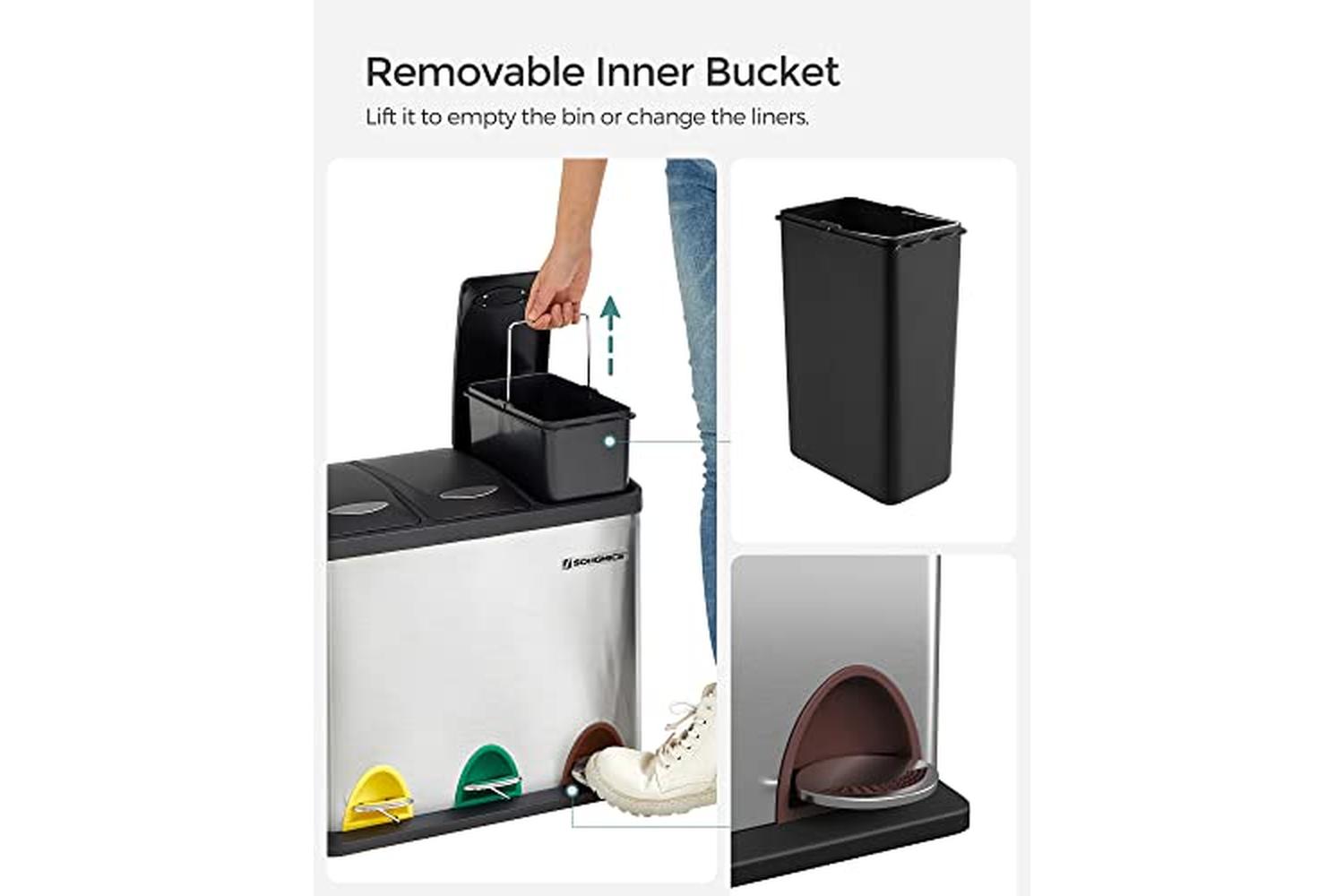 Songmics LTB24L Waste Separator Bin 24 Liters-4