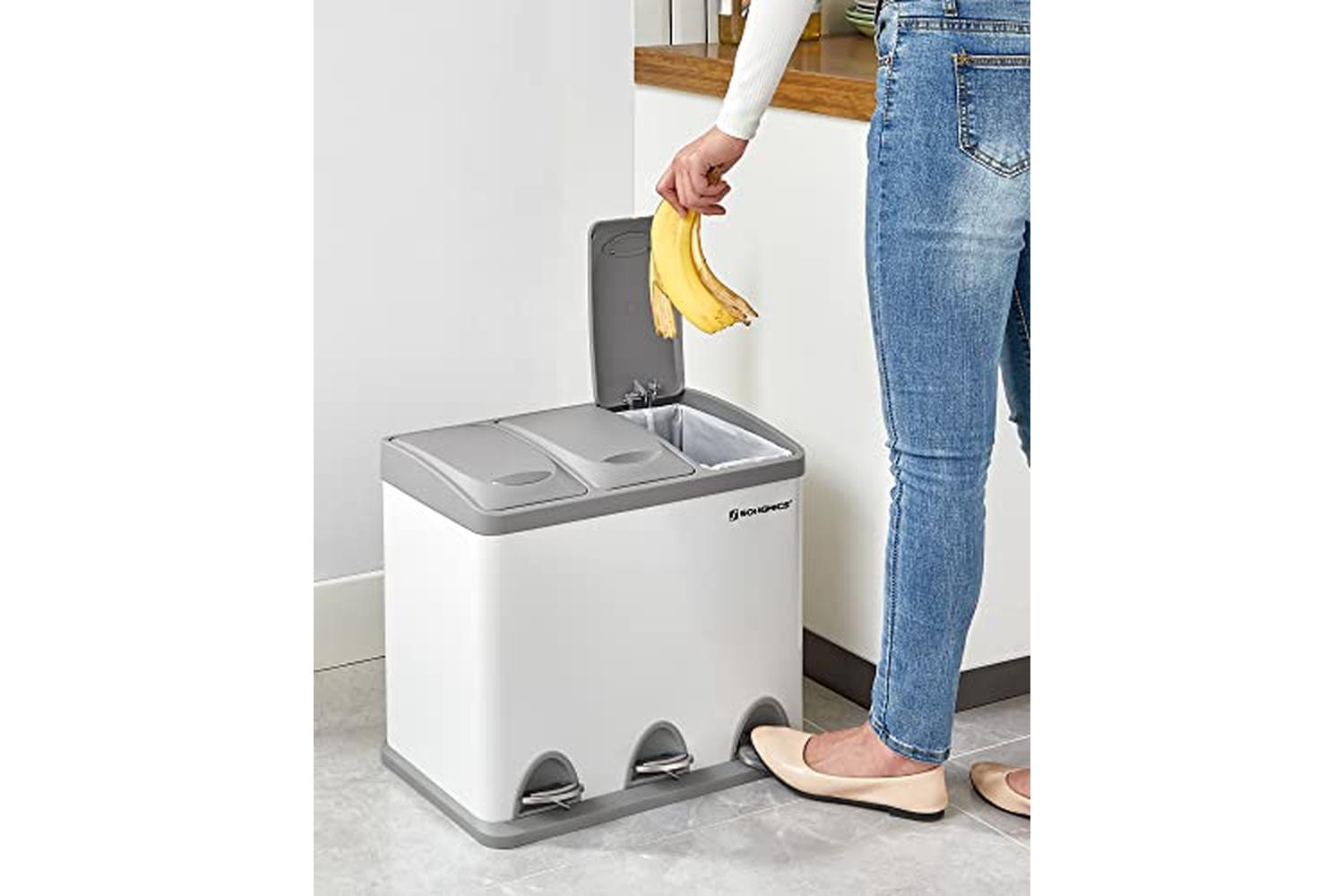 Songmics LTB24WT Garbage Can with 3 Compartments-7