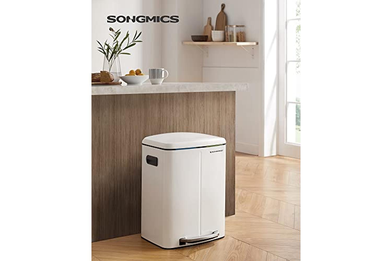 Songmics LTB40WT 40L Rubbish Bin | White-2