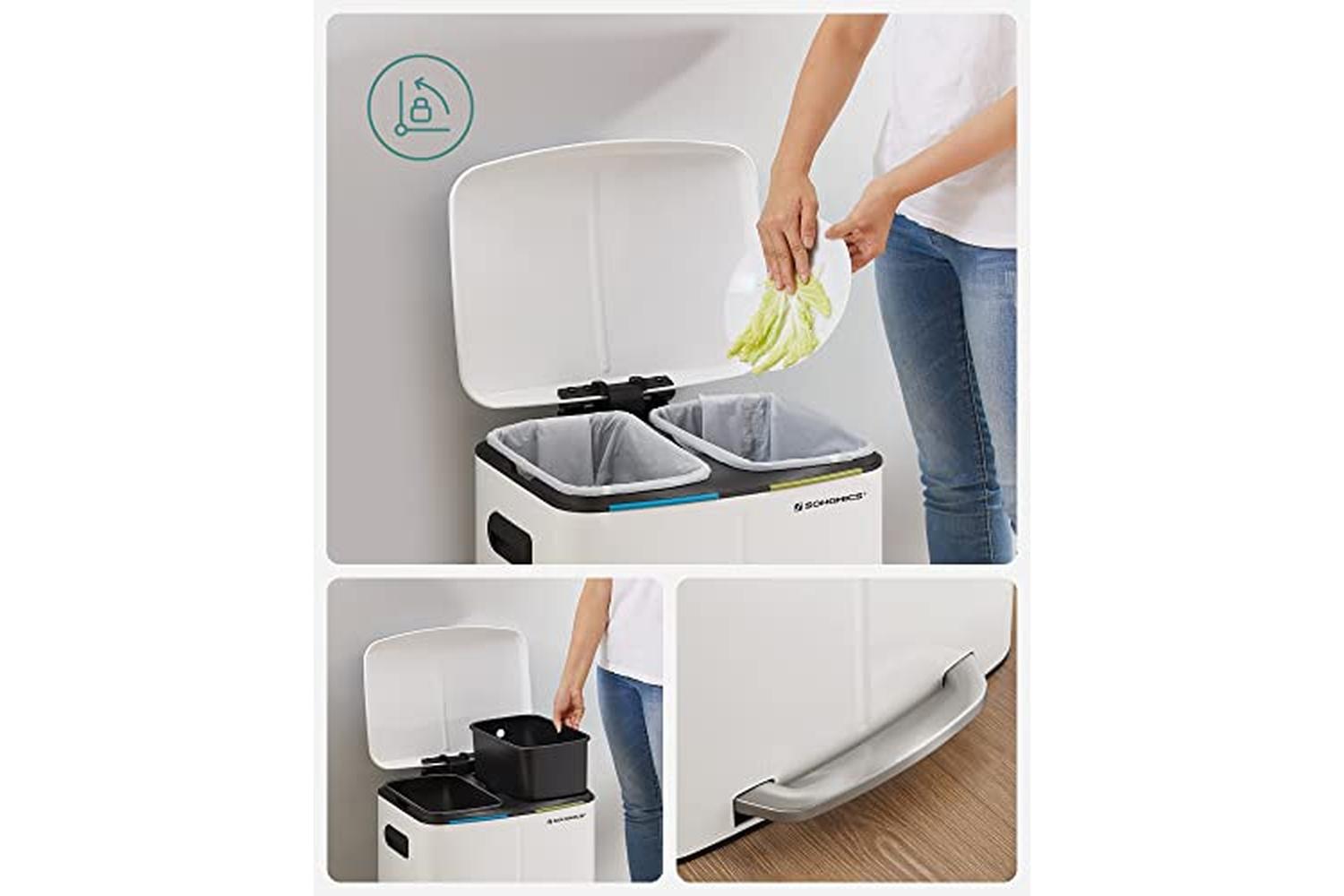 Songmics LTB40WT 40L Rubbish Bin | White-4
