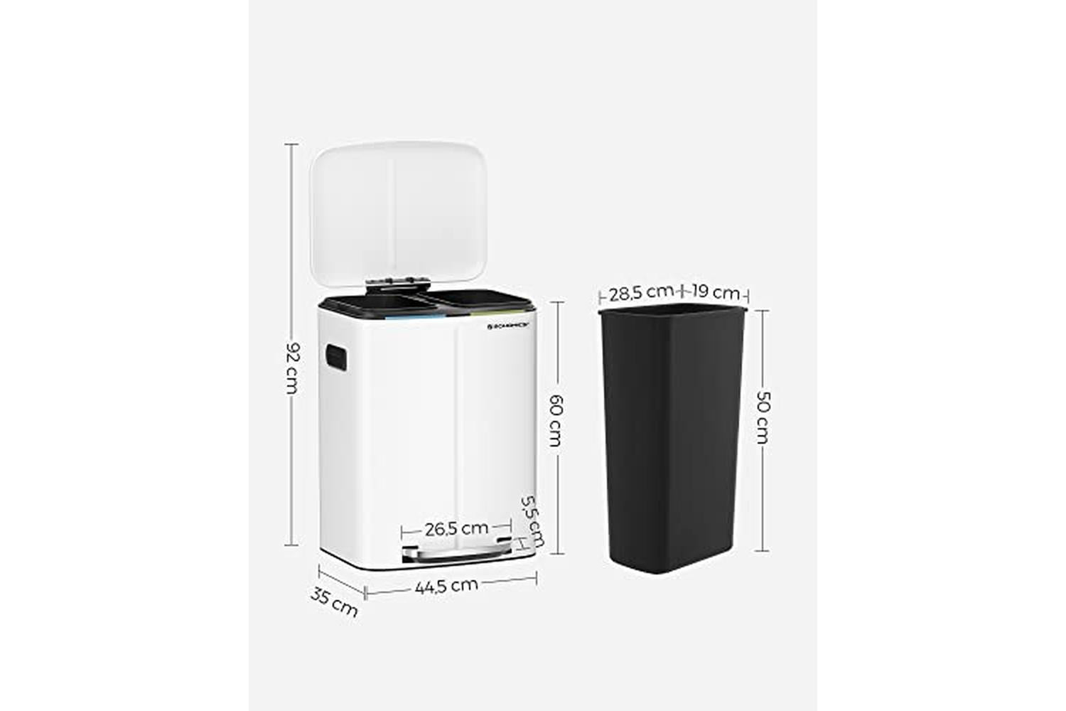Songmics LTB40WT 40L Rubbish Bin | White-5