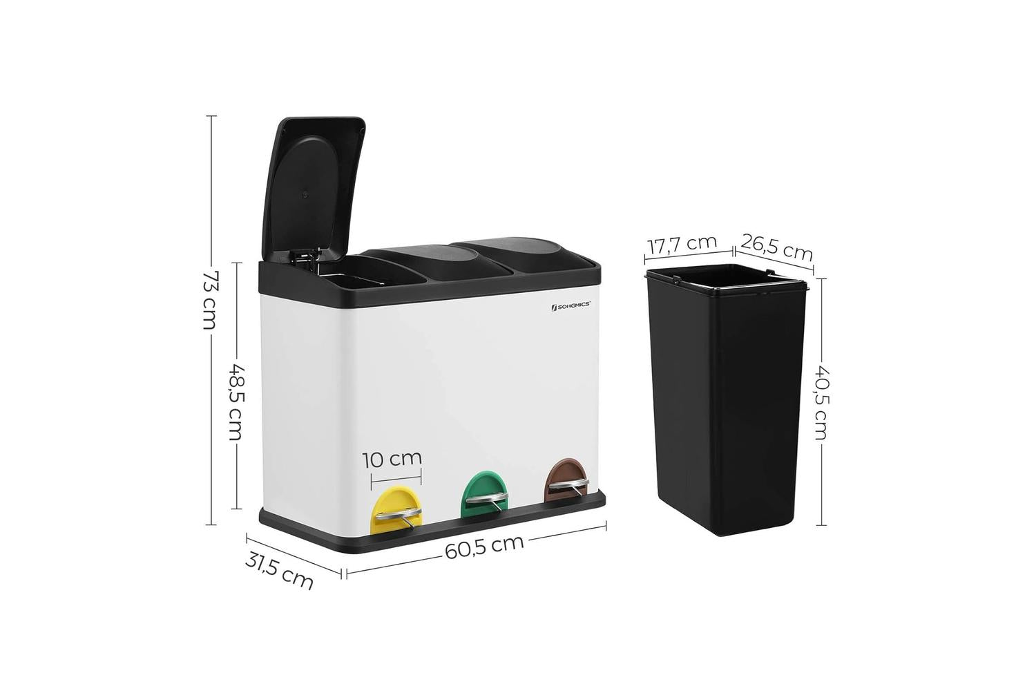 Songmics LTB45W Waste Separation System-5