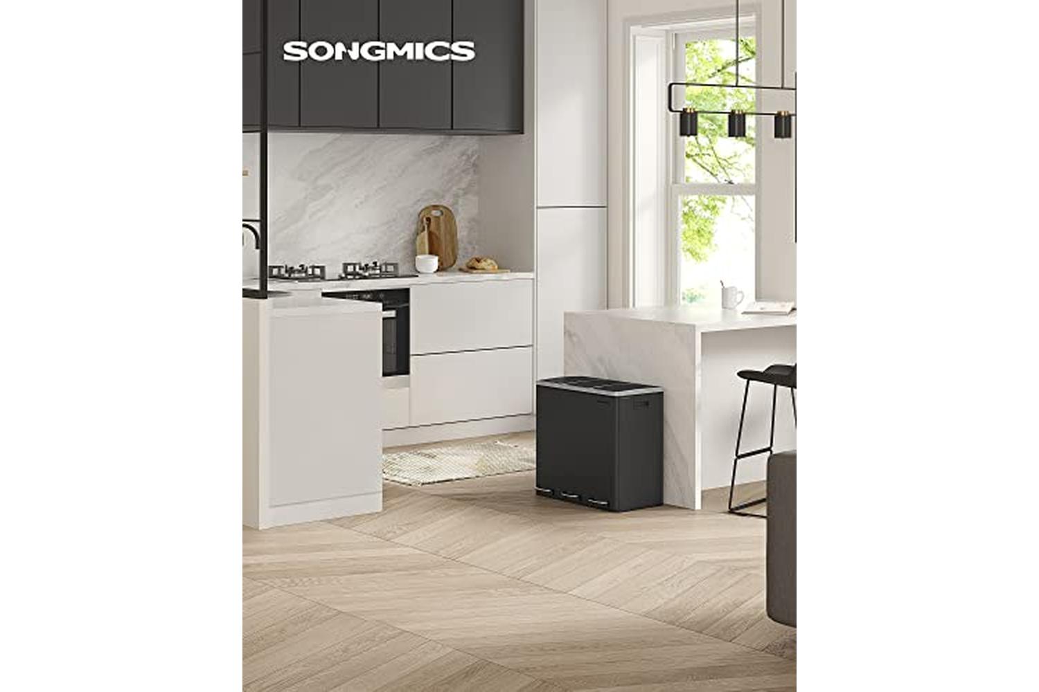 Songmics LTB54BK Garbage Can with 3 Compartments-2