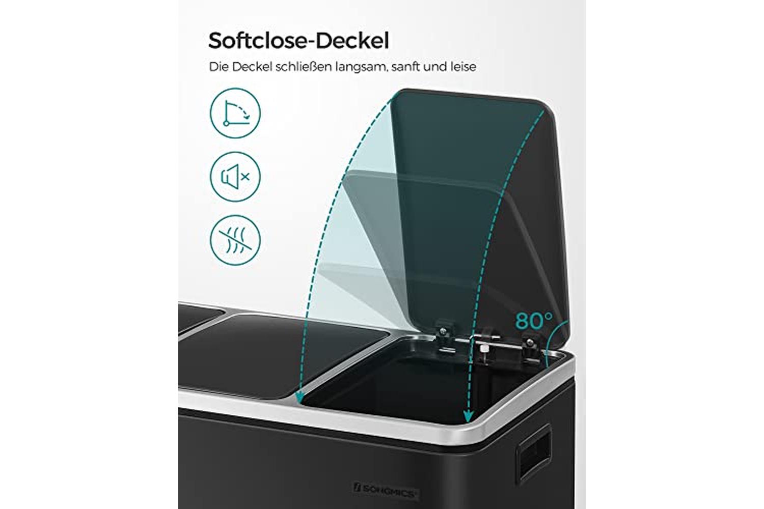 Songmics LTB54BK Garbage Can with 3 Compartments-5