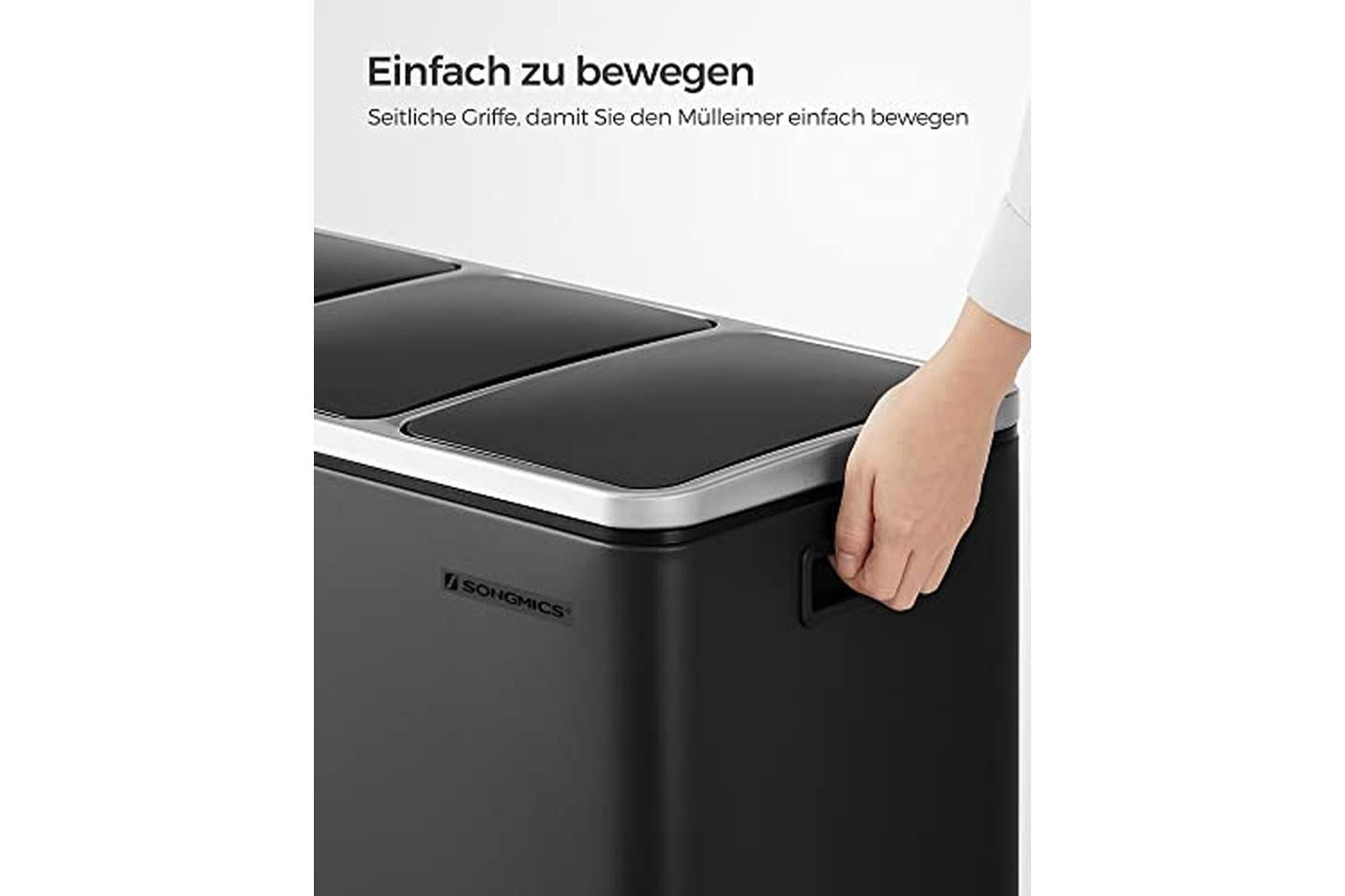 Songmics LTB54BK Garbage Can with 3 Compartments-6