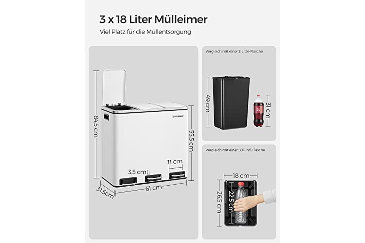 Songmics LTB54WT Garbage Can for the Kitchen-7
