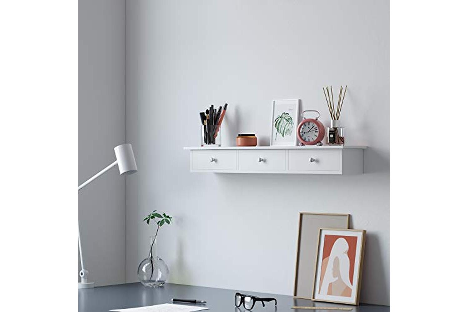 Songmics LWS085W01 Wall Shelf with Drawers | White-4