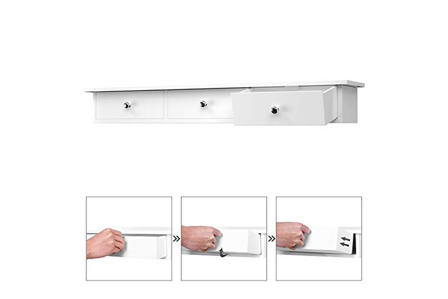 Songmics LWS085W01 Wall Shelf with Drawers | White-6