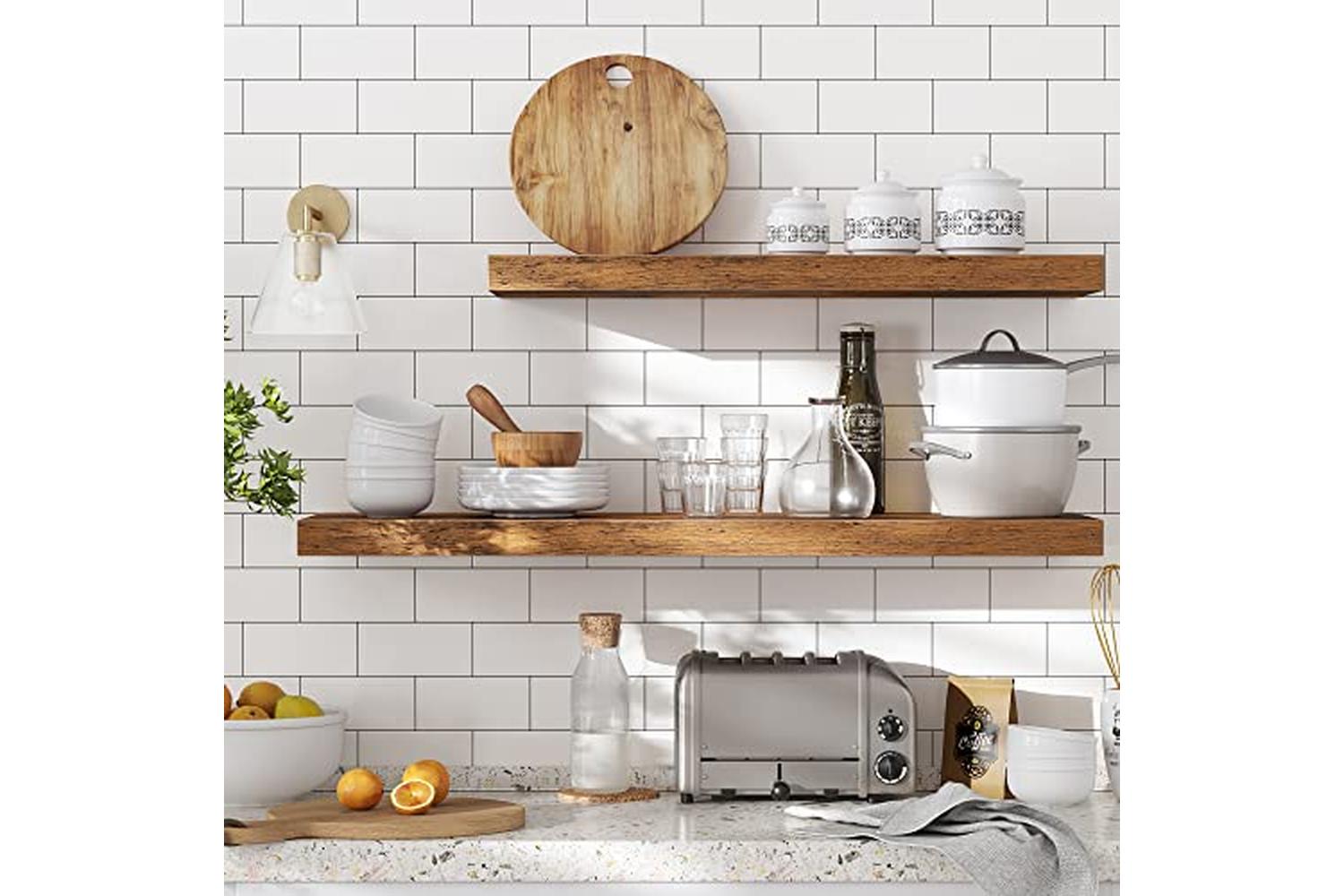 Vasagle LWS28BX Wood Look Wall shelf | Vintage-4