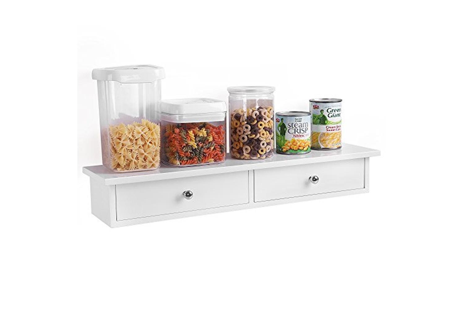 Songmics LWS65WT Wall Shelf 2 Drawers | White-3