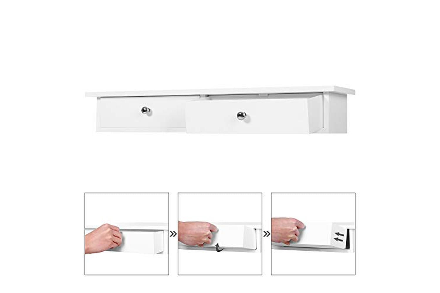 Songmics LWS65WT Wall Shelf 2 Drawers | White-6