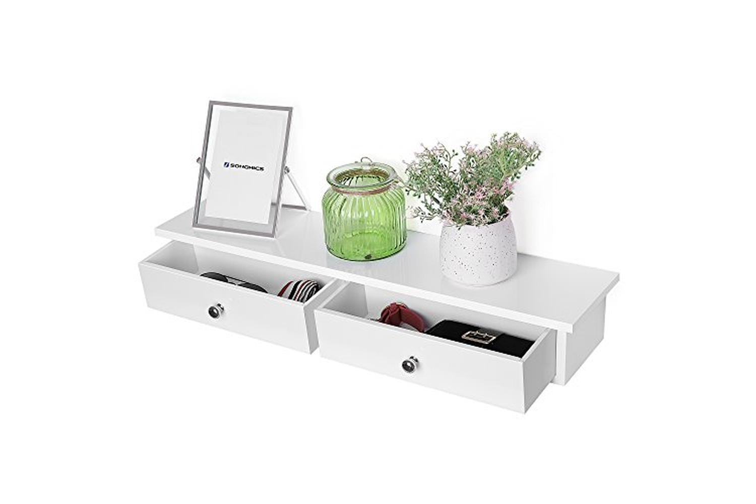 Songmics LWS65WT Wall Shelf 2 Drawers | White-7