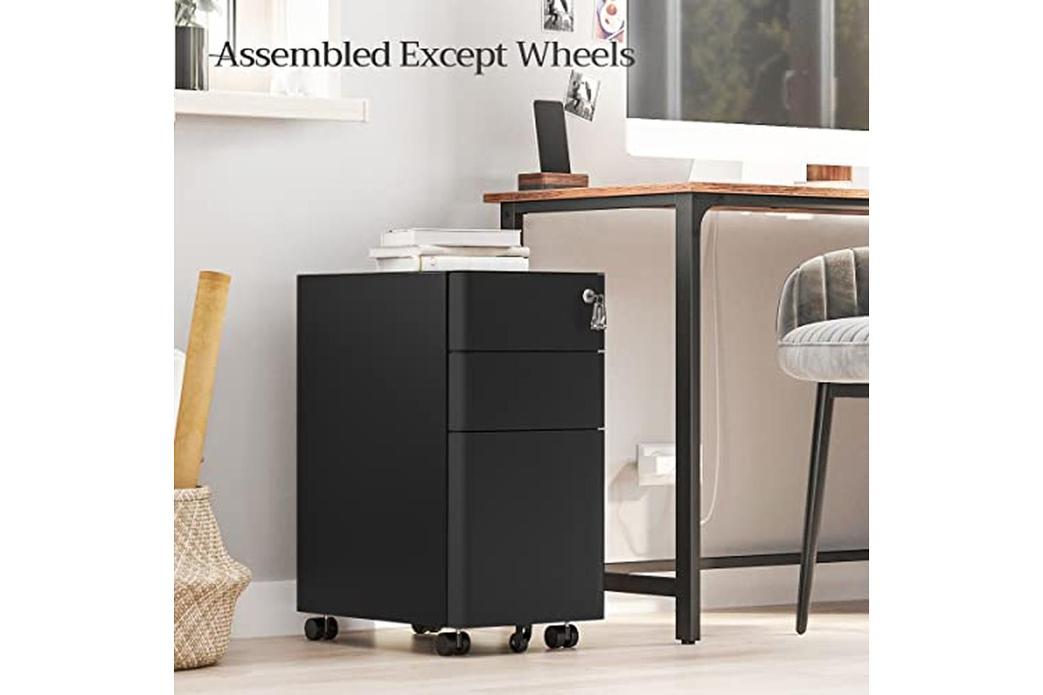 Songmics OFC030B01 Office Cabinet with Wheels and Lock | Black-3