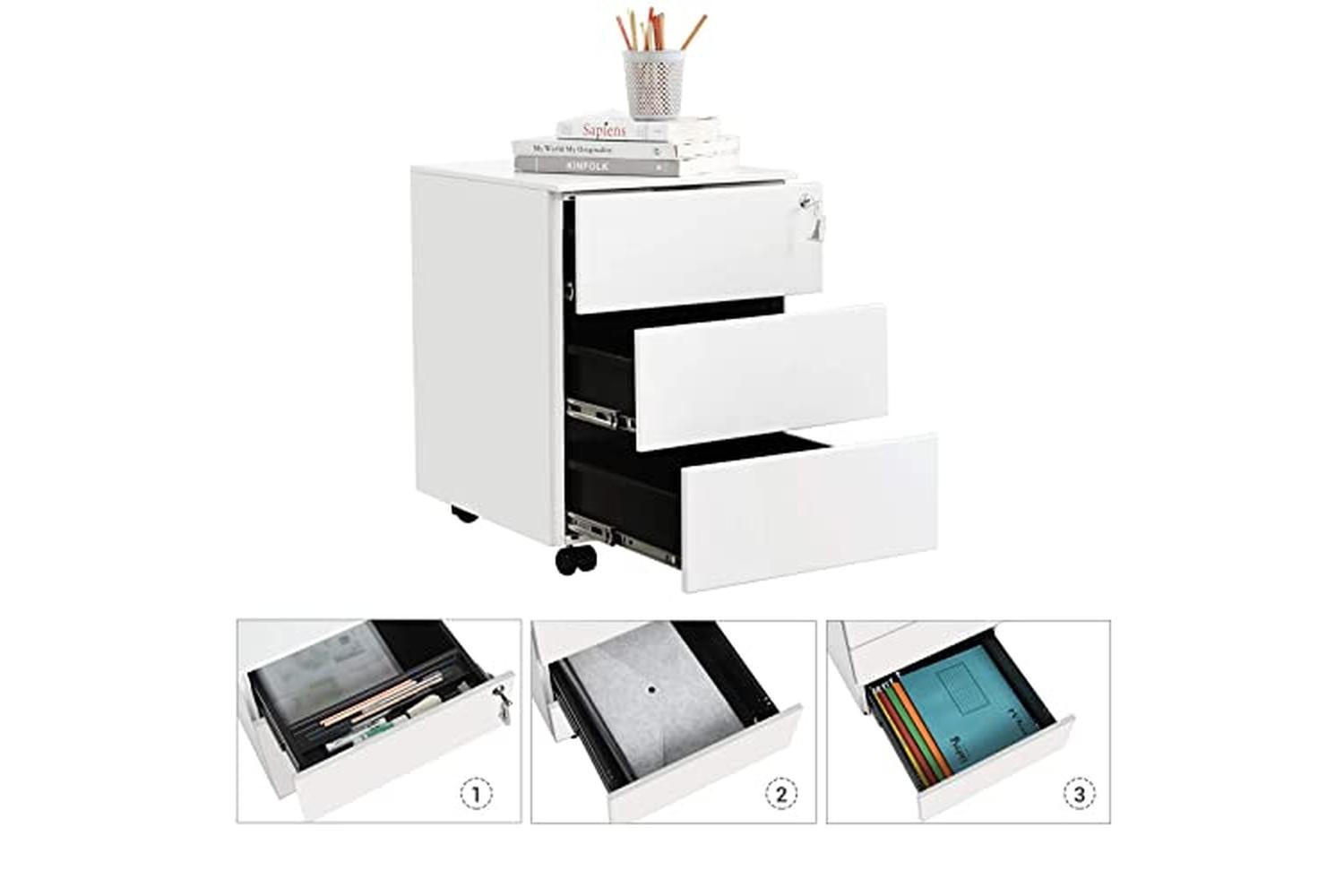 Songmics OFC63WT Filing Cabinet with 3 Drawers-6