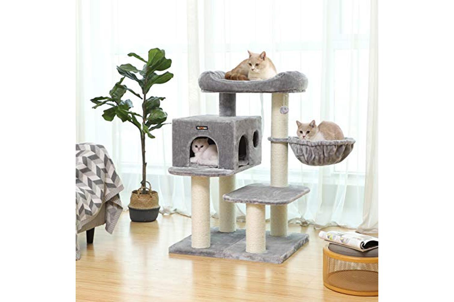 Feandrea PCT01W Compact Scratching Post Cat Tree | Light Grey-2