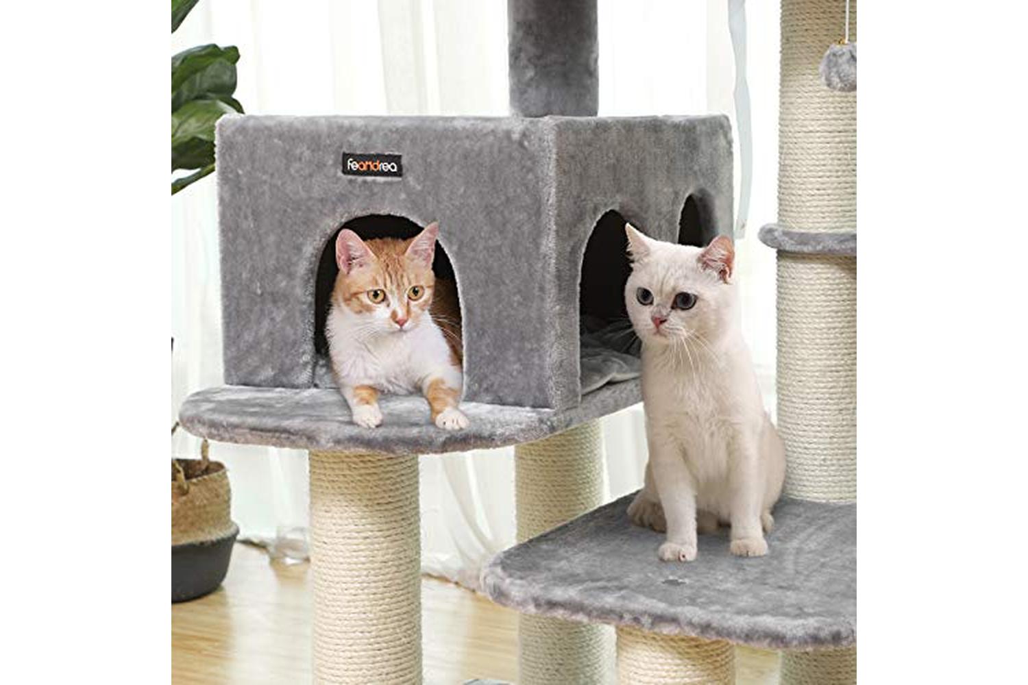 Feandrea PCT01W Compact Scratching Post Cat Tree | Light Grey-3