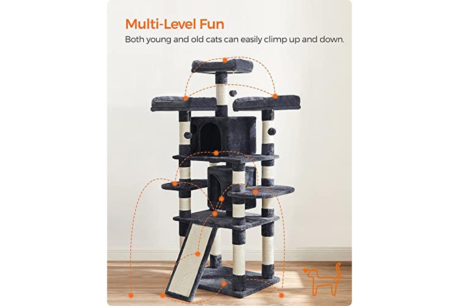 Feandrea PCT18GYZ Scratching Post XXL Cat Tree | Smoke Grey-3