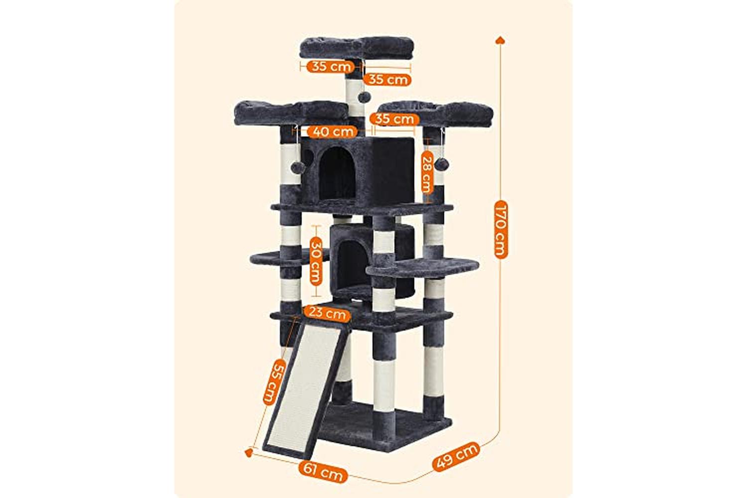Feandrea PCT18GYZ Scratching Post XXL Cat Tree | Smoke Grey-6
