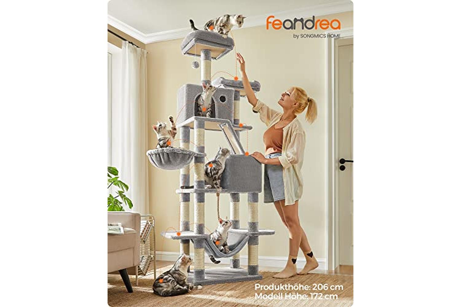 Feandrea PCT190W01 Scratching Post Cat Tree | Light Grey-2
