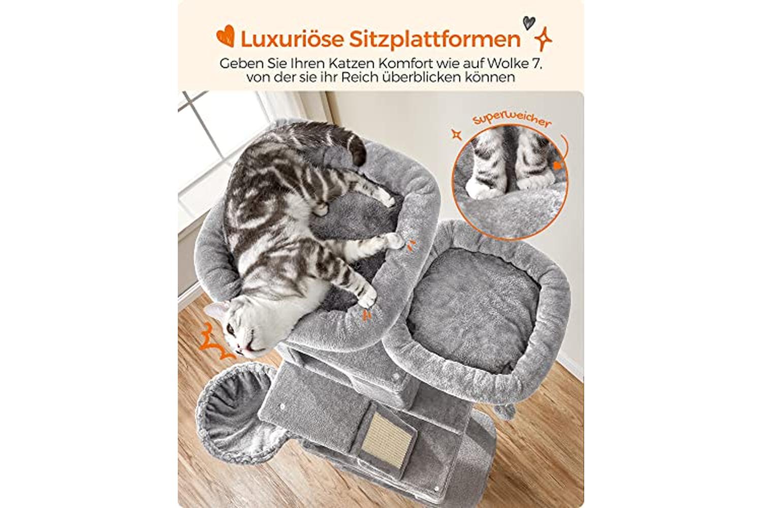 Feandrea PCT190W01 Scratching Post Cat Tree | Light Grey-3