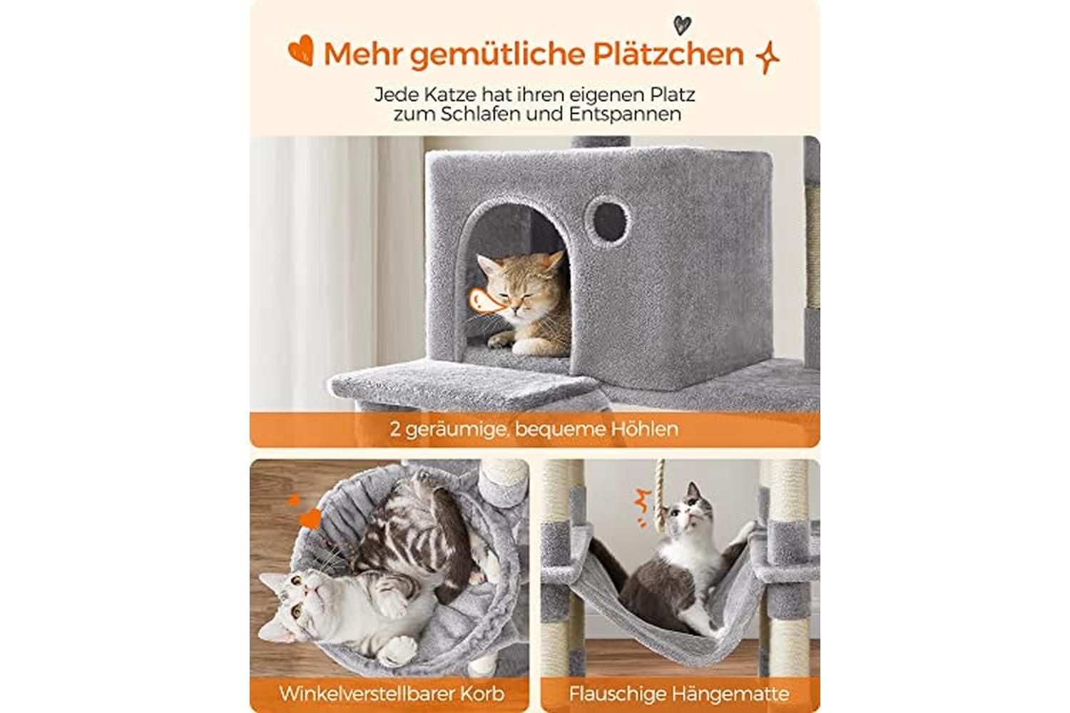 Feandrea PCT190W01 Scratching Post Cat Tree | Light Grey-4