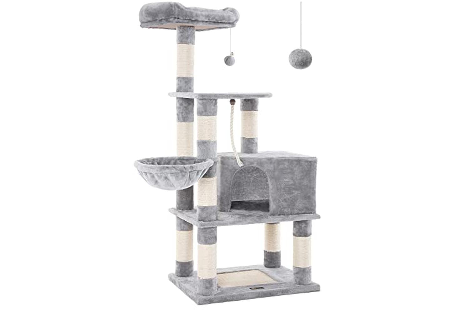 Feandrea PCT60W High Tower Scratching Post Cat Tree | Light Grey
